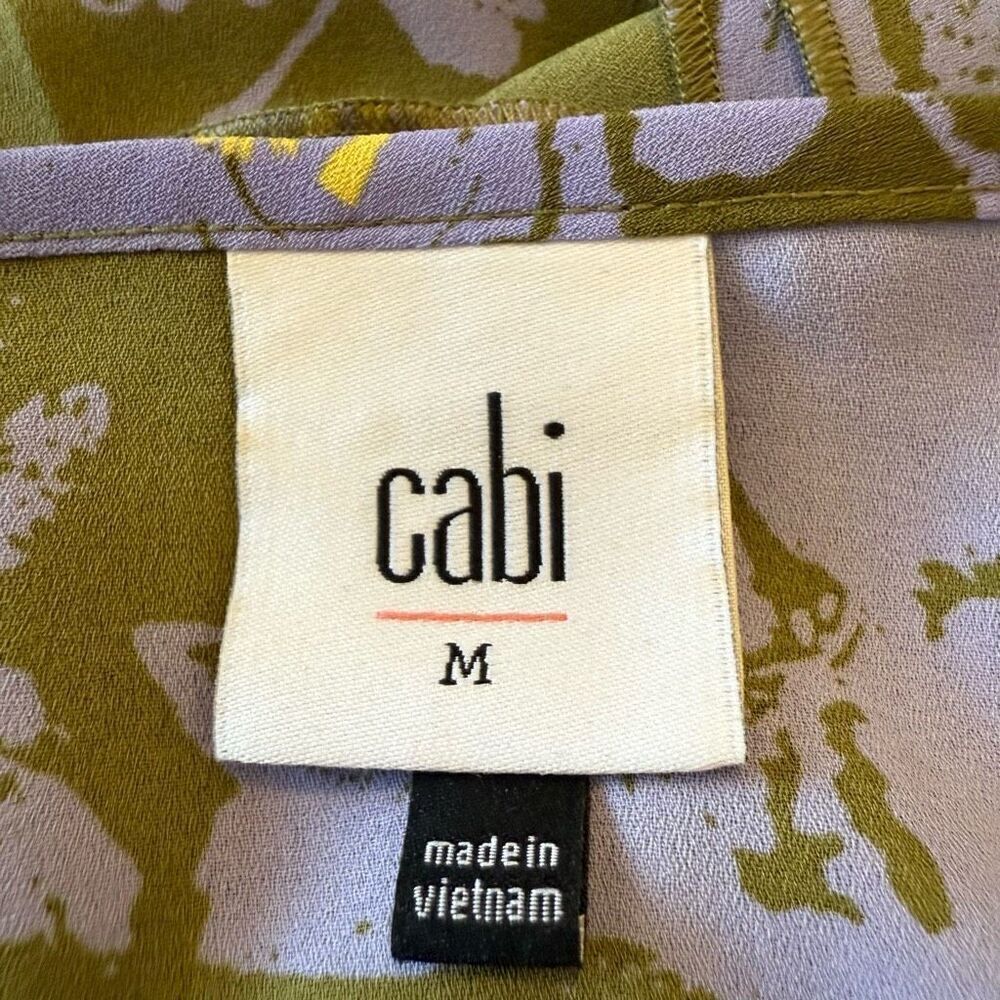 CAbi Celebrity Olive Grn & Lilac Sleeveless Top Sz M Casual, Career - Picture 7 of 13